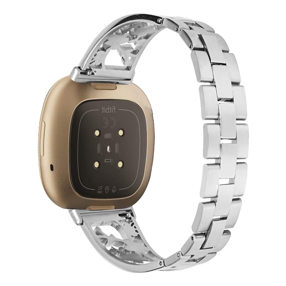 Stainless Steel Rhinestone Decor Watch Strap Replacement for Fitbit Versa 3/Sense-1
