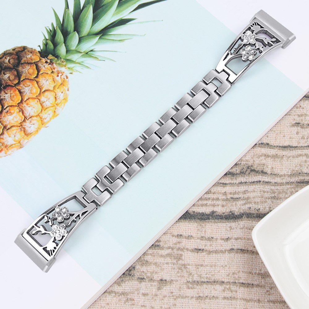Stainless Steel Rhinestone Decor Watch Strap Replacement for Fitbit Versa 3/Sense-6