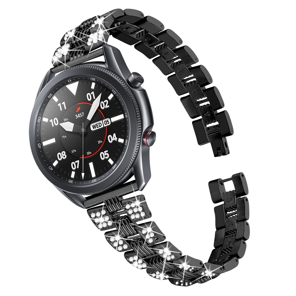 Rhinestone Decor Thread Watch Strap Replacement for Samsung Galaxy Watch3 41mm - Black-2