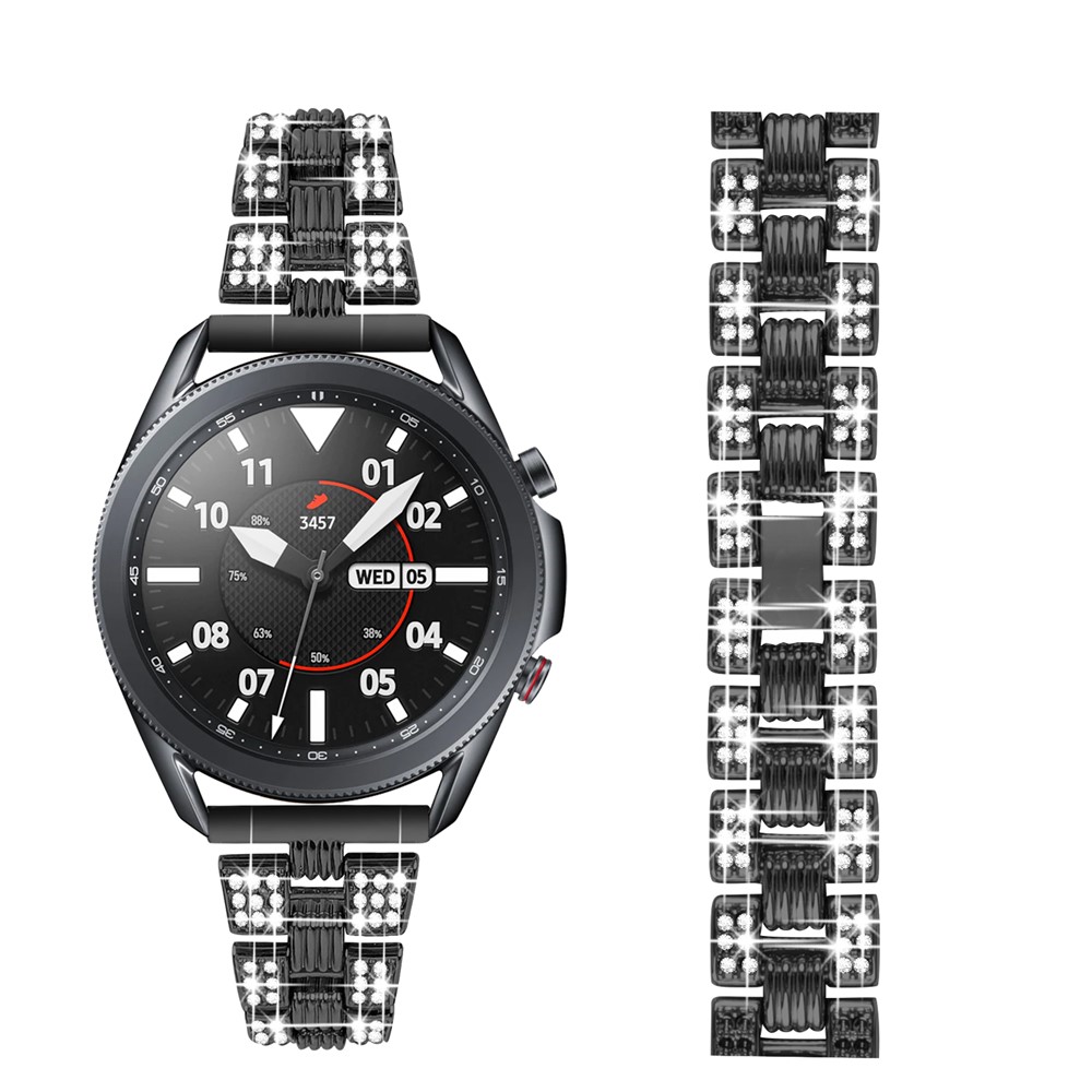 Rhinestone Decor Thread Watch Strap Replacement for Samsung Galaxy Watch3 41mm - Black-3