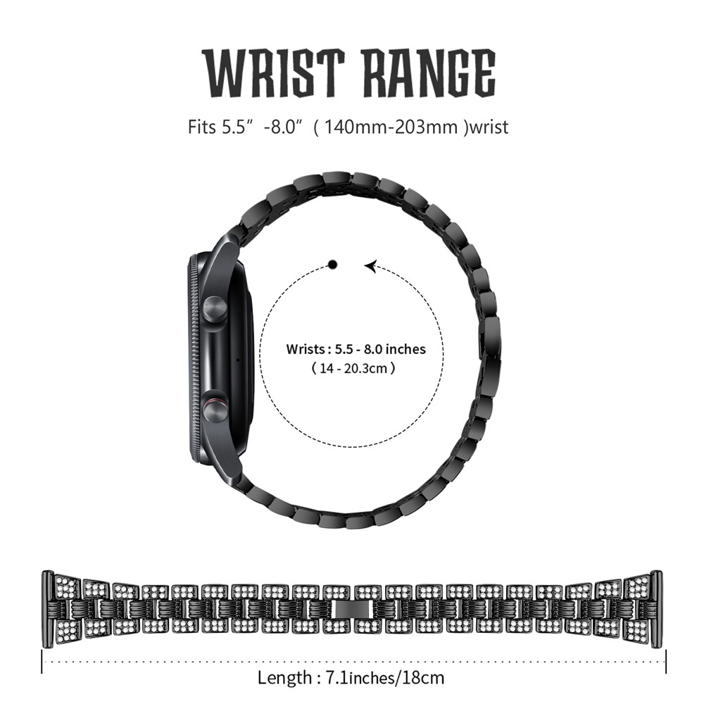 Rhinestone Decor Thread Watch Strap Replacement for Samsung Galaxy Watch3 41mm - Black-7