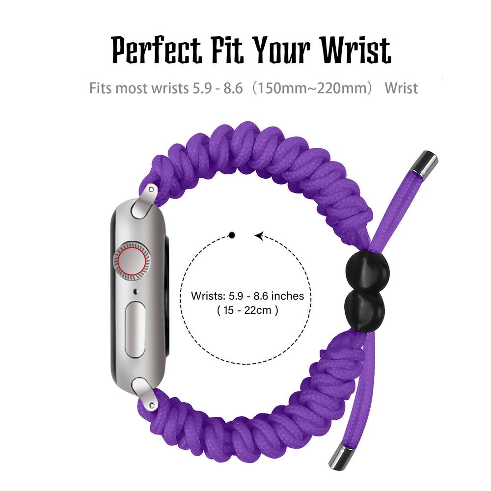 Multi-Color Adjustable Braided Rope New Style Watchband Replacement for Apple Watch Series 1 38mm/2 38mm/3 38mm/4 40mm/5 40mm/6 40mm - Purple-5