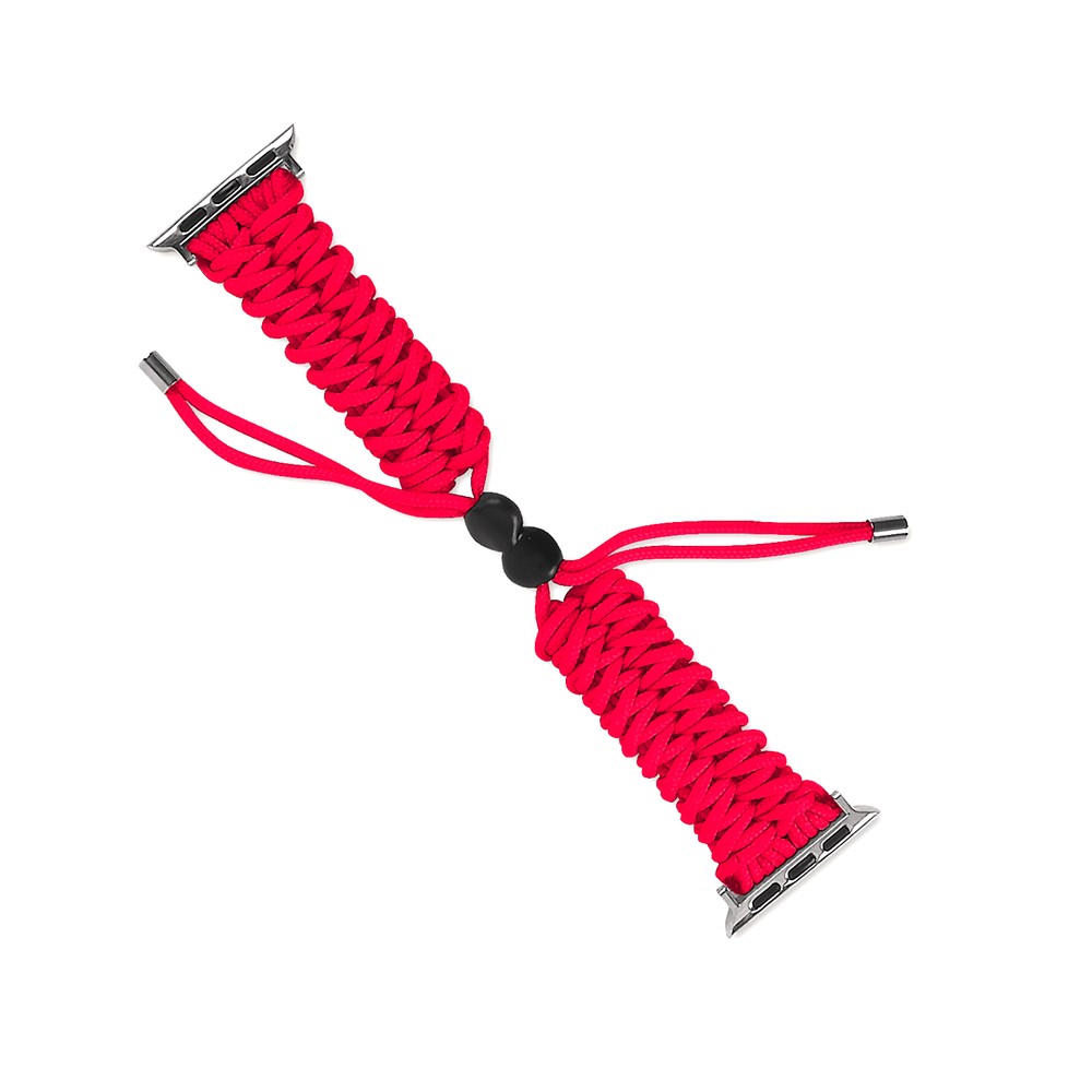 Adjustable Braided Rope New Style Watchband Replacement for Apple Watch Series 1 42mm/2 42mm/3 42mm/4 44mm/5 44mm/6 44mm - Red-1