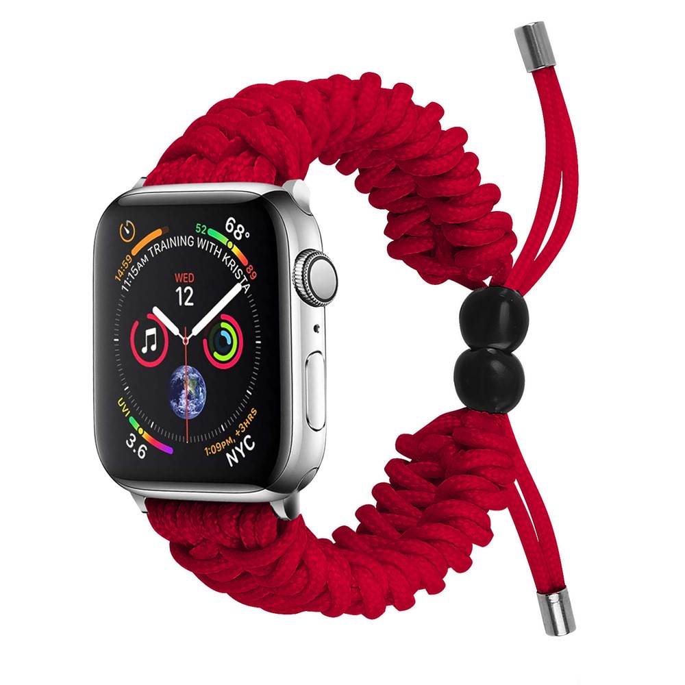 Adjustable Braided Rope New Style Watchband Replacement for Apple Watch Series 1 42mm/2 42mm/3 42mm/4 44mm/5 44mm/6 44mm - Red-2