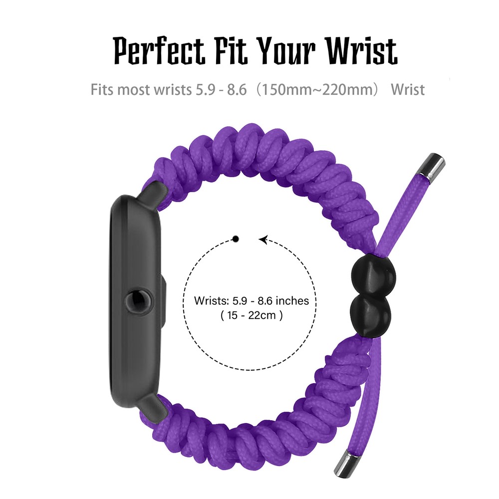 New Style Multi-Color Braided Rope Adjustable Watchband Strap for Huami Amazfit Smart Watch 20mm - Purple-5
