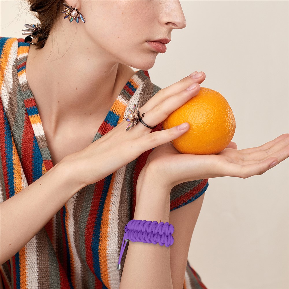 New Style Multi-Color Braided Rope Adjustable Watchband Strap for Huami Amazfit Smart Watch 20mm - Purple-6