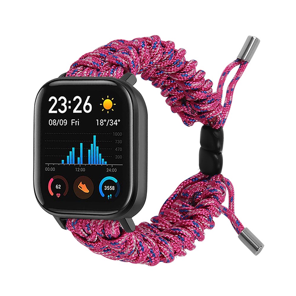 New Style Multi-Color Braided Rope Adjustable Watchband for Huami Amazfit Smart Watch 22mm - Rose-2