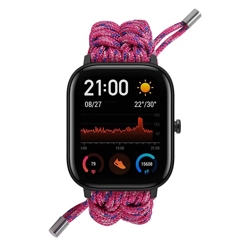 New Style Multi-Color Braided Rope Adjustable Watchband for Huami Amazfit Smart Watch 22mm - Rose-3