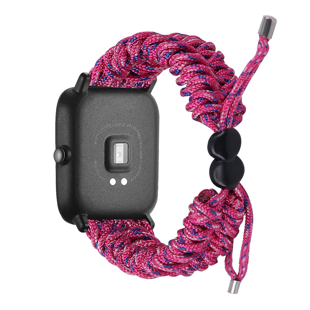 New Style Multi-Color Braided Rope Adjustable Watchband for Huami Amazfit Smart Watch 22mm - Rose-4