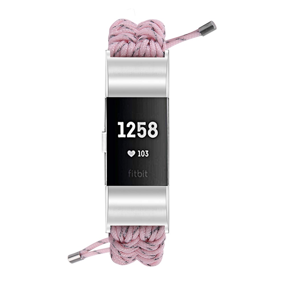 Novo Estilo Ajustável Corda Trançada Substituir A Alça De Relógio Para O Fitbit Charge 2 - Rosa-3