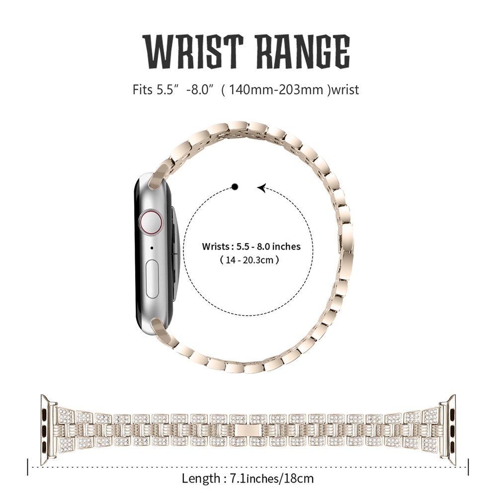 New Zinc Ley Strass Decor Thread Smart Orologio Smart Watch Sostituzione Per Apple Watch Series 1 42mm / 2 42mm / 3 42mm / 4 44mm / 5 44mm / 6 44mm - Oro-7