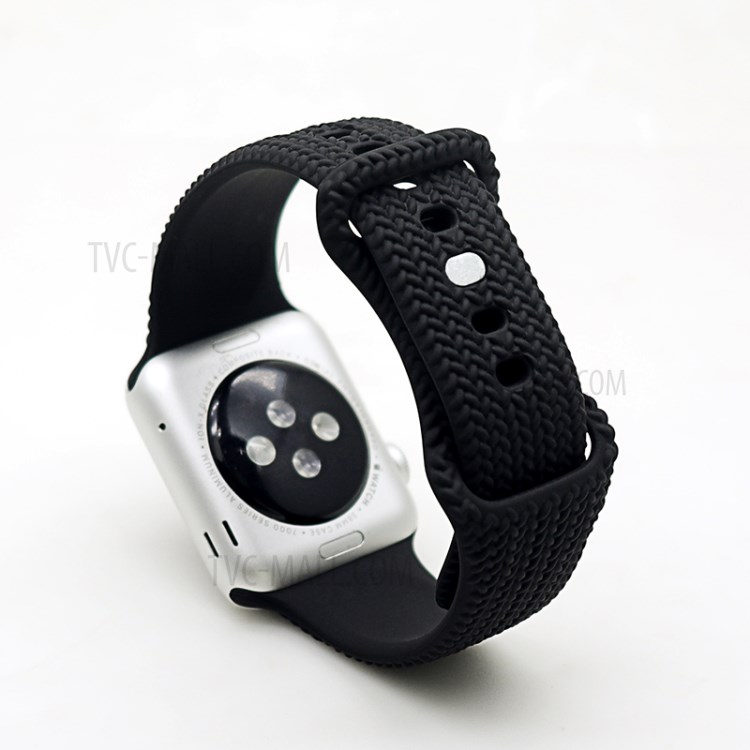 Silikon-Smart-Uhr-Band-Handgelenkband Für Apple Watch-Serie 3 38mm / 4 40mm / 5 40mm / 6 40mm / Se 40mm - Schwarz-1