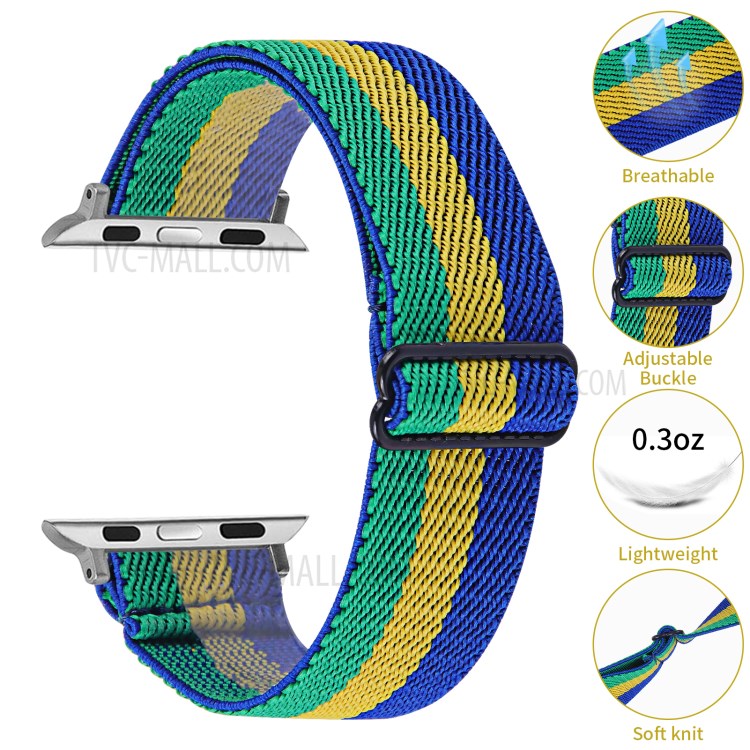 Einfach Einstellbares Elastisches Nylon-Uhr-Band-Ersatz Für Apple Watch-Serie 3 38mm / 4 40mm / 5 40mm / 6 40mm / Se 40mm - Stil W.-4