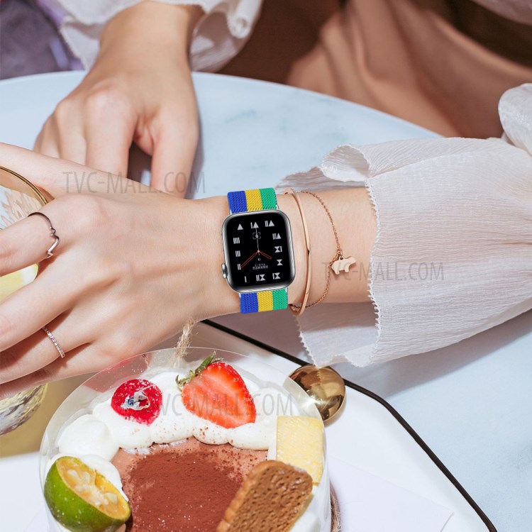 Einfach Einstellbares Elastisches Nylon-Uhr-Band-Ersatz Für Apple Watch-Serie 3 38mm / 4 40mm / 5 40mm / 6 40mm / Se 40mm - Stil W.-7