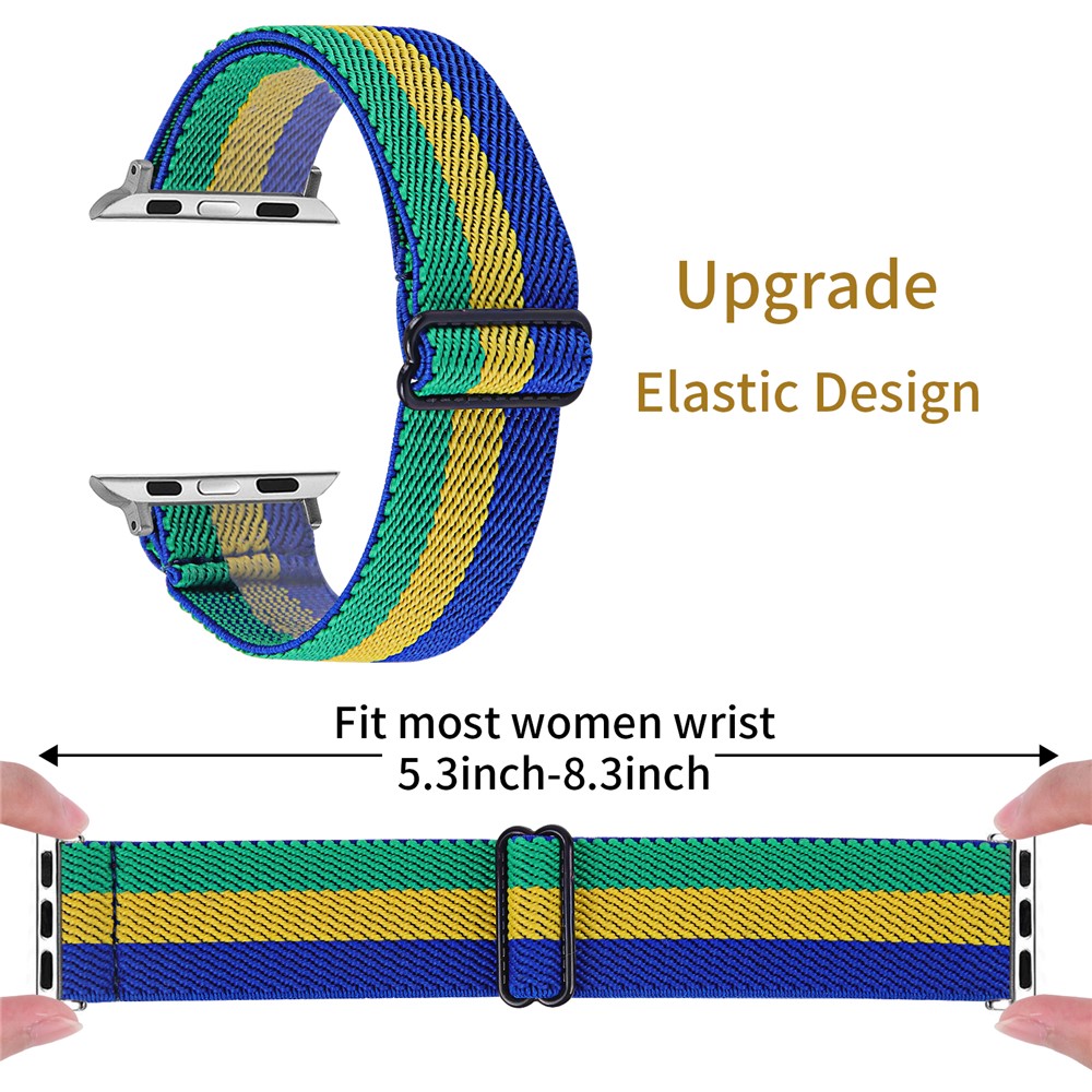 Elastische Nylon-Band-Uhr-Armband-Ersatz Für Apple Watch-Serie 3 42mm / 4 44mm / 5 44mm / 6 44mm / SE 44mm - Stil W.-3