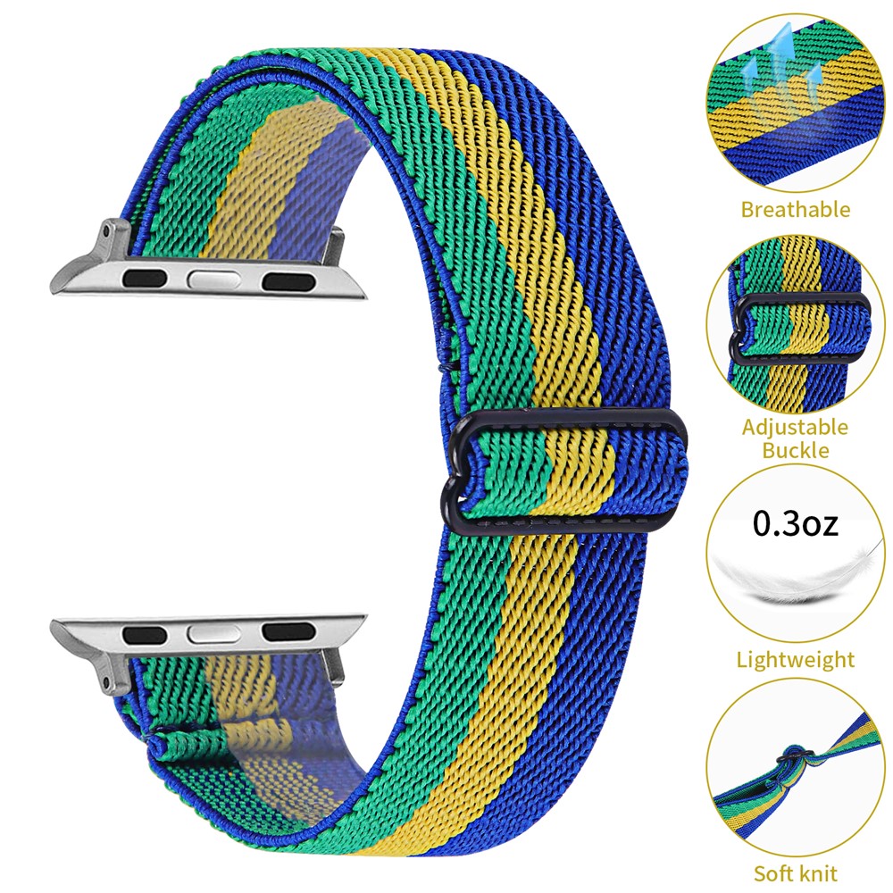 Elastische Nylon-Band-Uhr-Armband-Ersatz Für Apple Watch-Serie 3 42mm / 4 44mm / 5 44mm / 6 44mm / SE 44mm - Stil W.-4