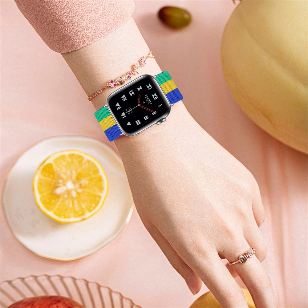 Elastische Nylon-Band-Uhr-Armband-Ersatz Für Apple Watch-Serie 3 42mm / 4 44mm / 5 44mm / 6 44mm / SE 44mm - Stil W.-6