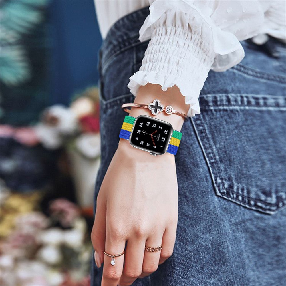 Elastische Nylon-Band-Uhr-Armband-Ersatz Für Apple Watch-Serie 3 42mm / 4 44mm / 5 44mm / 6 44mm / SE 44mm - Stil W.-8