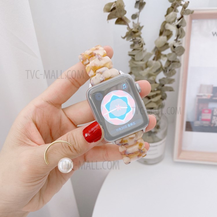 Marbling Resin Watch Band for Apple Watch Series 6/5/4/SE 44mm, Series 3/2/1 42mm - Style A-1