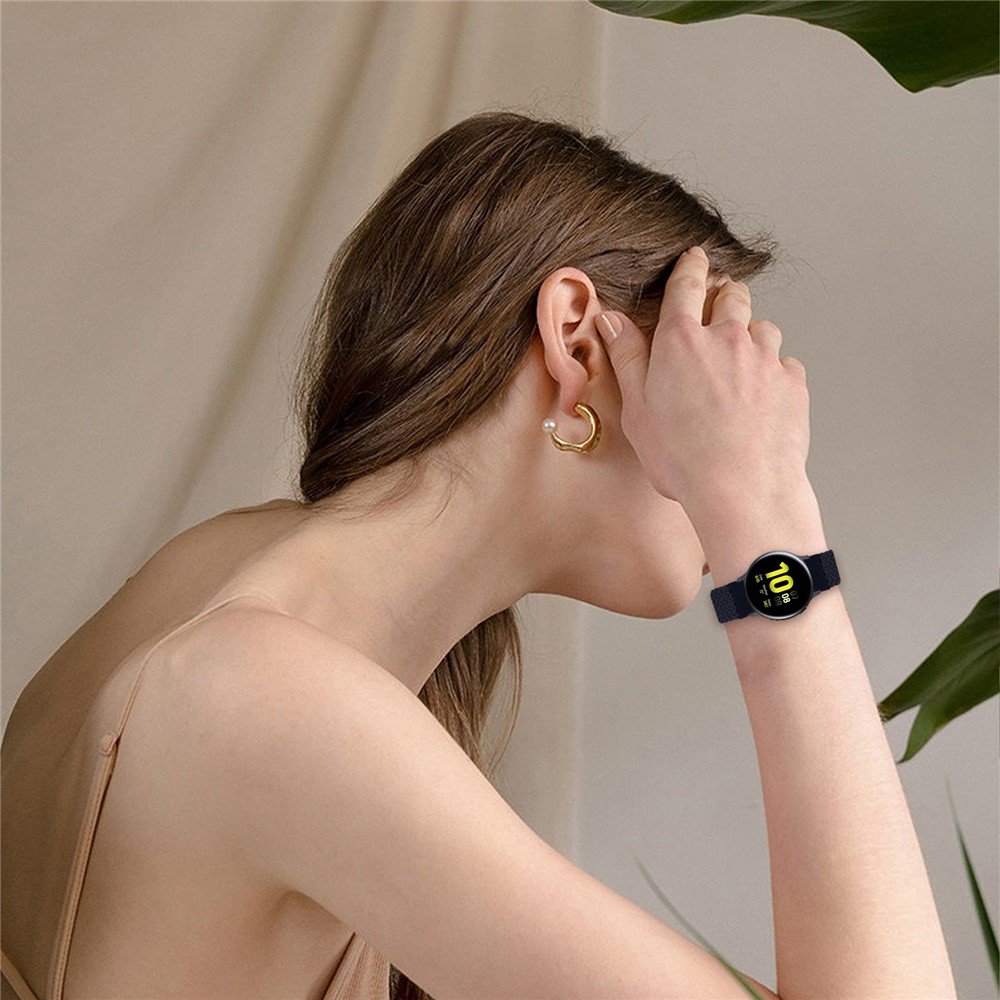 Elastic Nylon Watch Band Replacement Easy Adjustable for Samsung Galaxy Watch 3 41mm/Watch GT2 42mm/Garmin Forerunner 245/Huami Amazfit GTS 2 - Black (S)-4