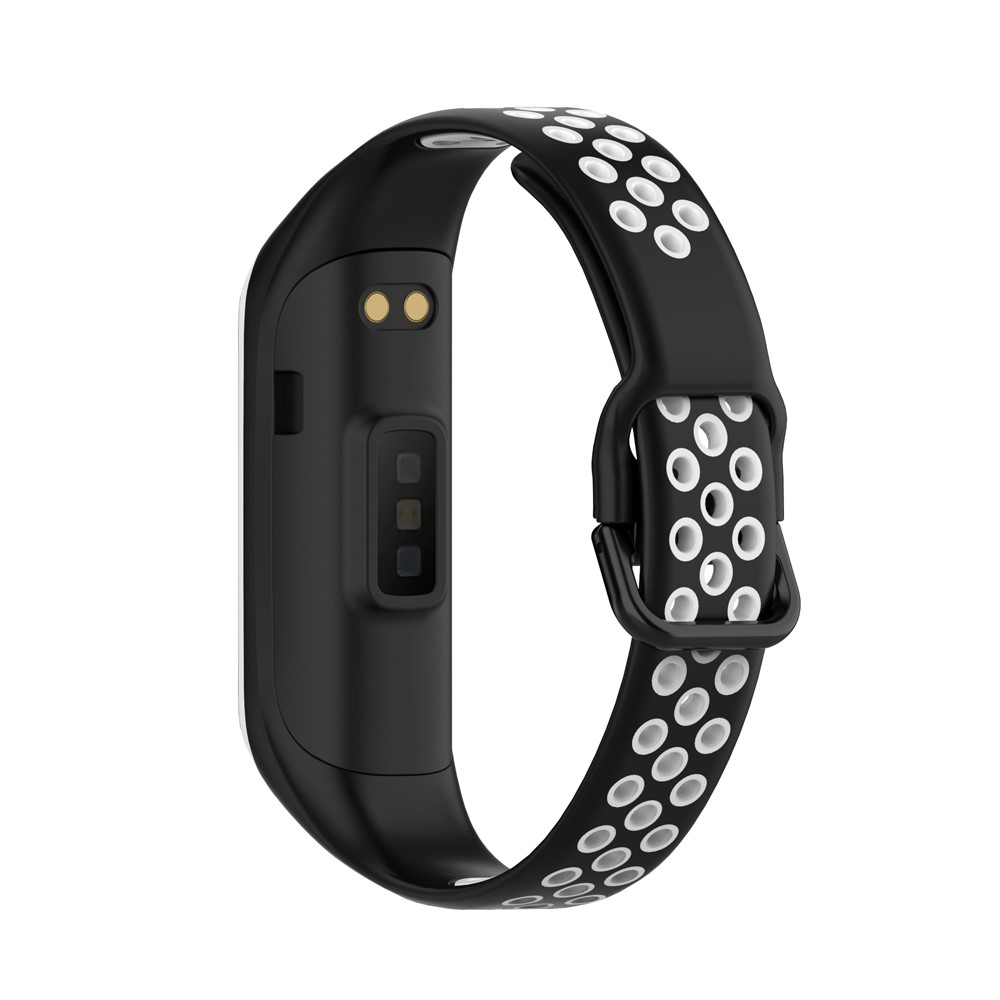 Bi-color Soft Silicone Watch Band Replacement for Samsung Galaxy Fit 2 SM-R220 - Black/White-2
