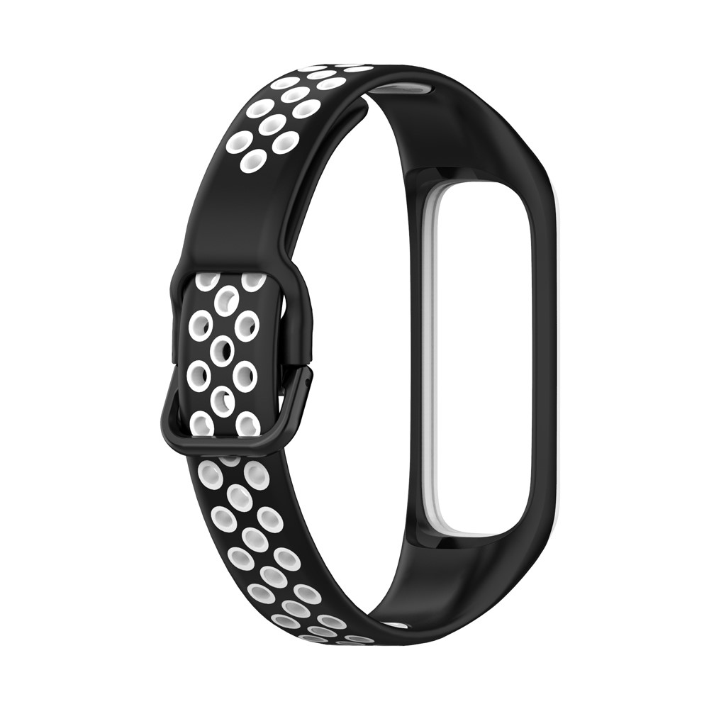 Bi-color Soft Silicone Watch Band Replacement for Samsung Galaxy Fit 2 SM-R220 - Black/White-3