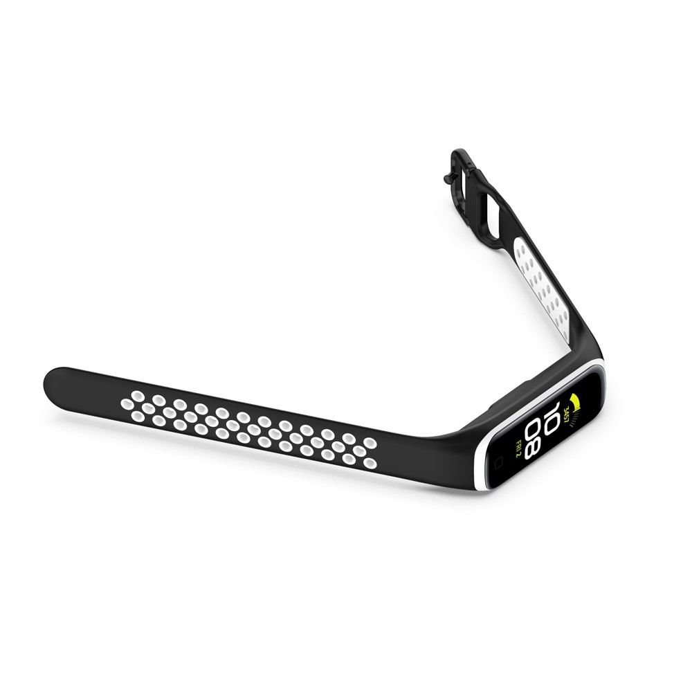 Bi-color Soft Silicone Watch Band Replacement for Samsung Galaxy Fit 2 SM-R220 - Black/White-5