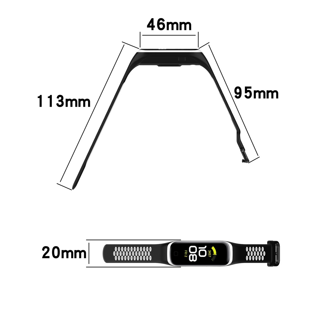 Bi-color Soft Silicone Watch Band Replacement for Samsung Galaxy Fit 2 SM-R220 - Black/White-6