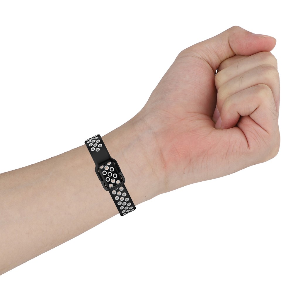 Bi-color Soft Silicone Watch Band Replacement for Samsung Galaxy Fit 2 SM-R220 - Black/White-8