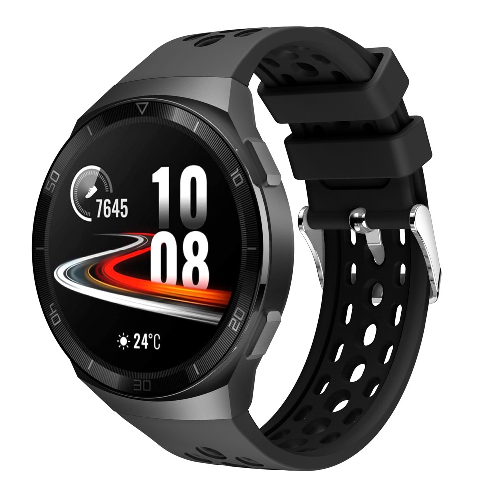 22MM Soft Silicone Watch Band Strap Replacement for Huawei Watch GT 2e - Black-2