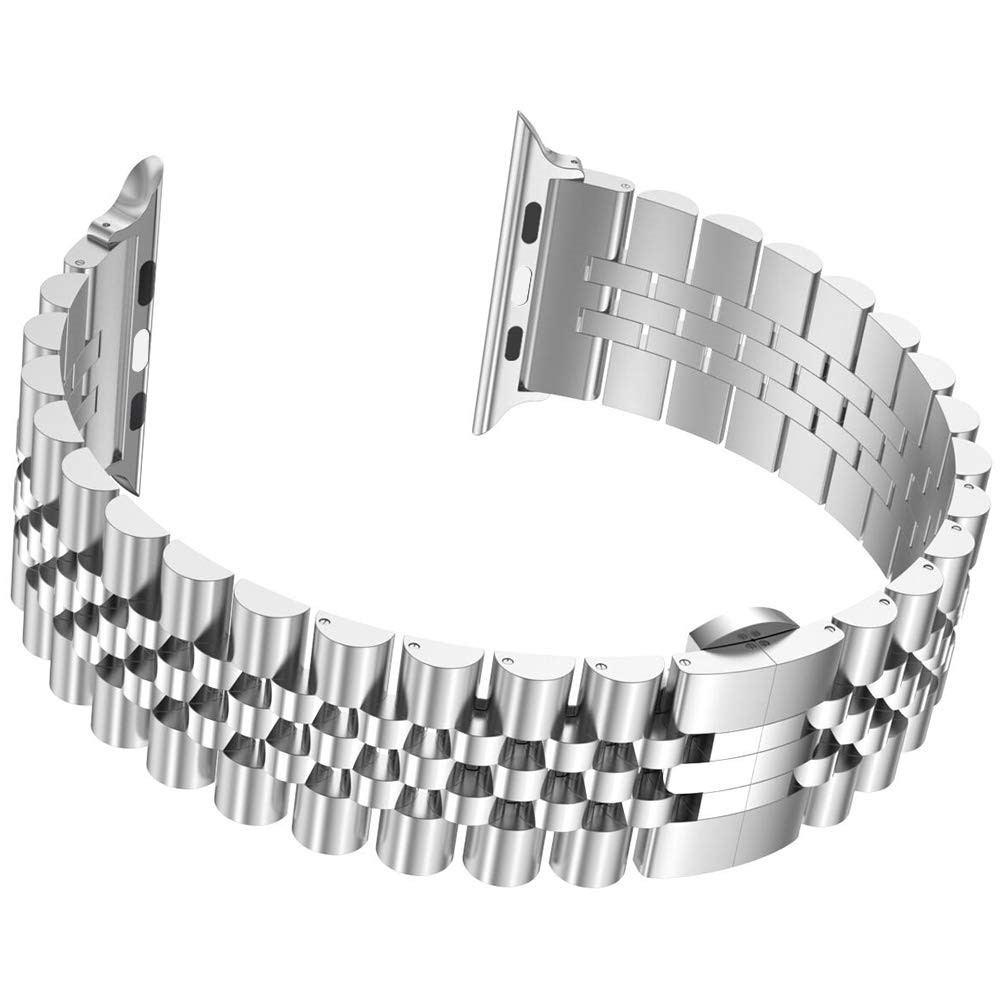Nueva Banda De Reloj De Acero Inoxidable De Estilo Para Apple Watch Series 6 SE 5 4 40mm / Serie 3 2 1 38mm - Plata-2