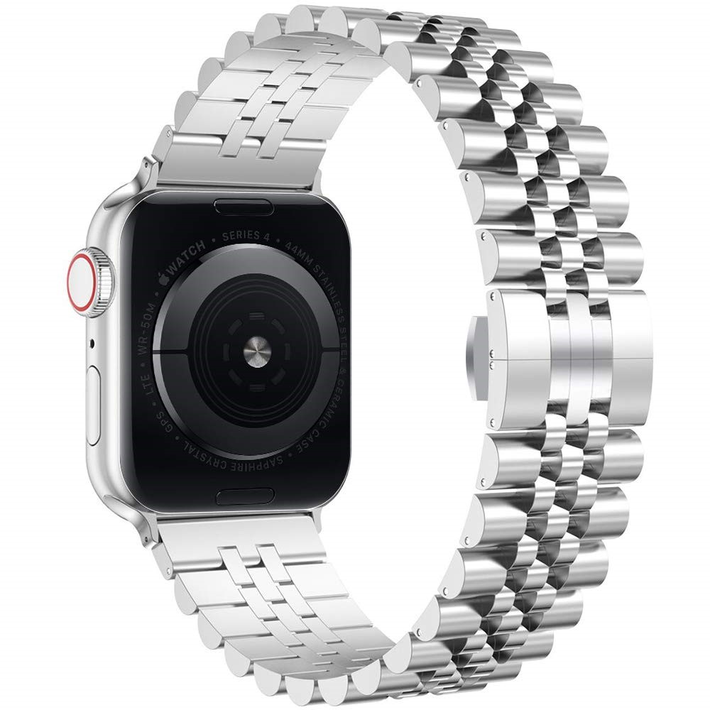 Nueva Banda De Reloj De Acero Inoxidable De Estilo Para Apple Watch Series 6 SE 5 4 40mm / Serie 3 2 1 38mm - Plata-4