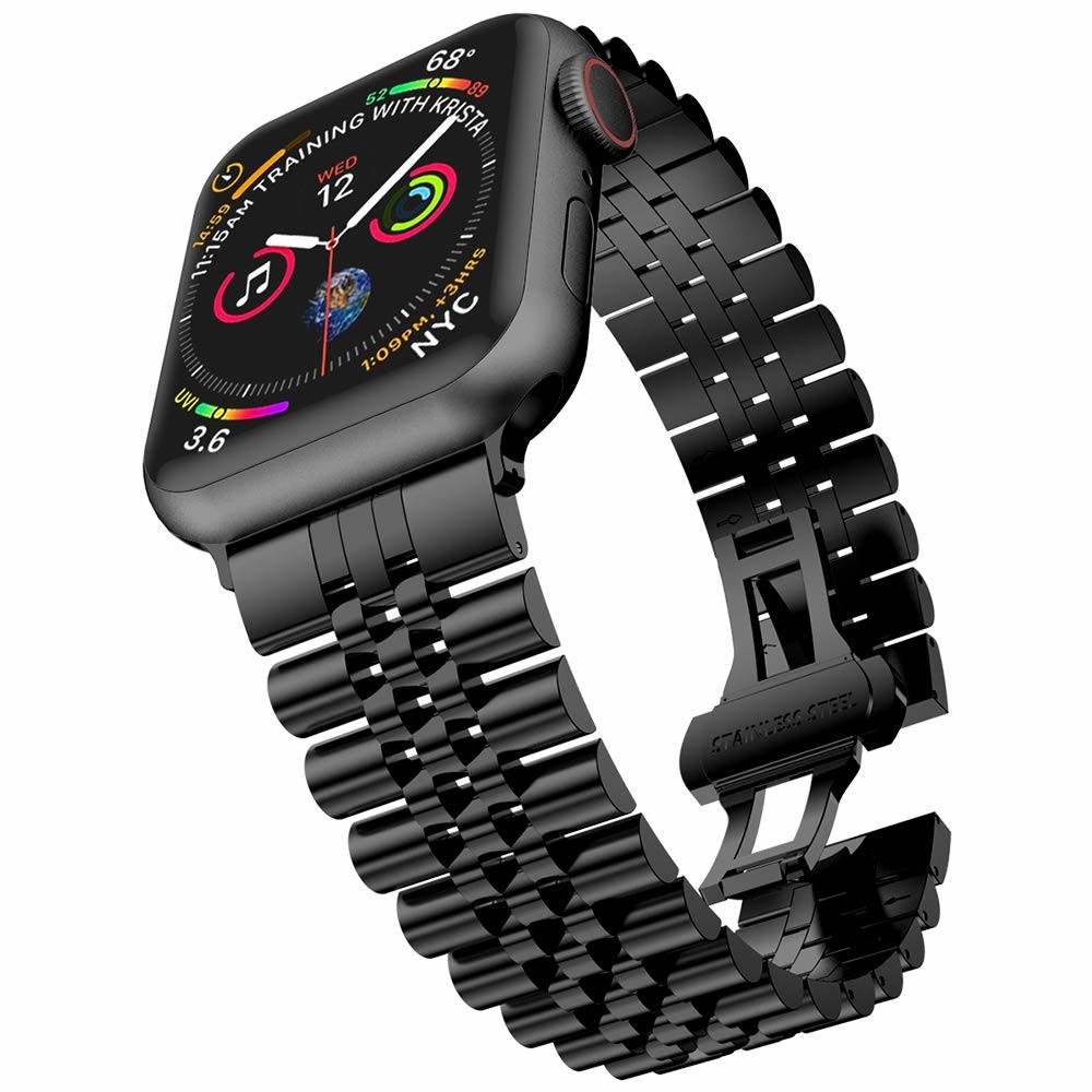 New Style Stainless Steel Watch Strap for Apple Watch Series 6 SE 5 4 44mm / Series 3 2 1 42mm - Black-2