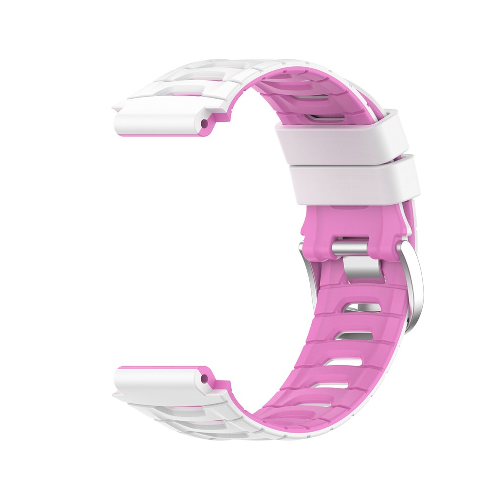 Two-tone Soft Silicone Wristband Watch Strap for Garmin Forerunner 920XT - White/Pink-6