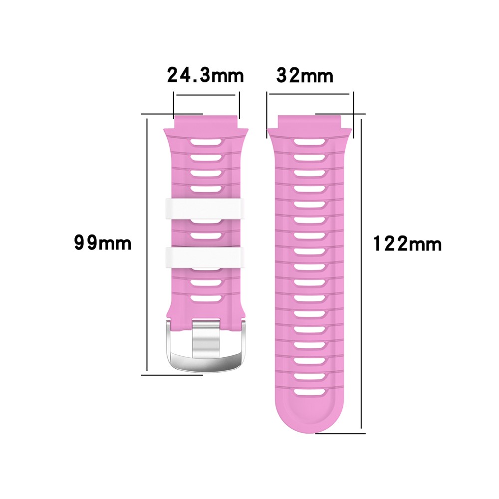 Two-tone Soft Silicone Wristband Watch Strap for Garmin Forerunner 920XT - White/Pink-7