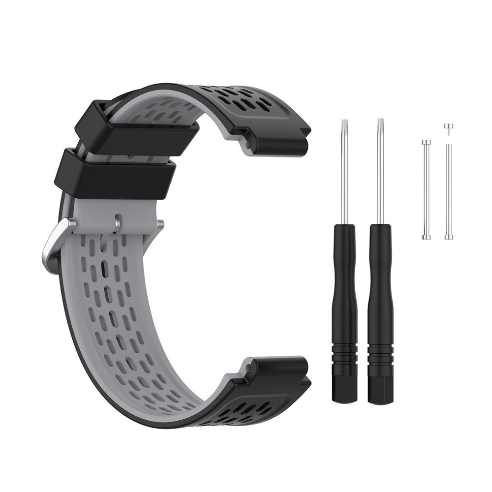 24-mm-Dual-Schicht-weiche Silikon-Uhr-Armband-Strap-Ersatz Für Garmin Forerunner220 230 235 620 630 735 - Schwarzgrau-1