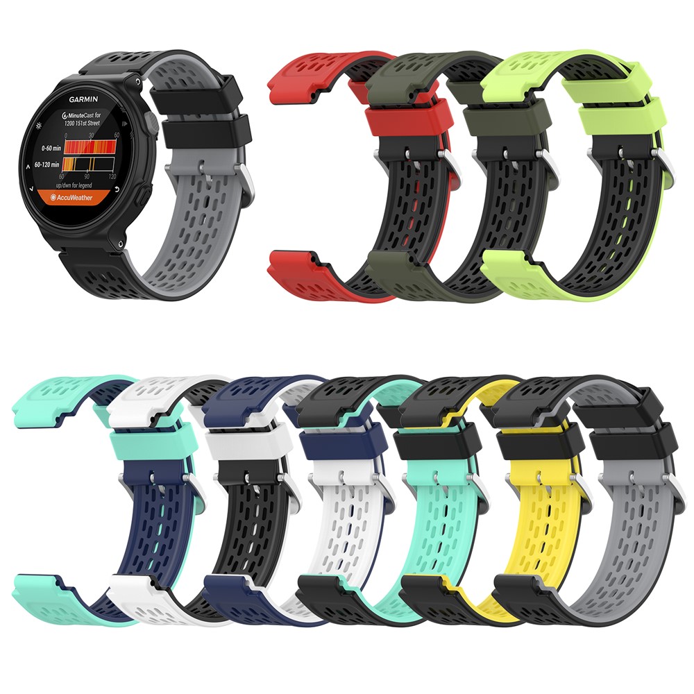 24-mm-Dual-Schicht-weiche Silikon-Uhr-Armband-Strap-Ersatz Für Garmin Forerunner220 230 235 620 630 735 - Schwarzgrau-11