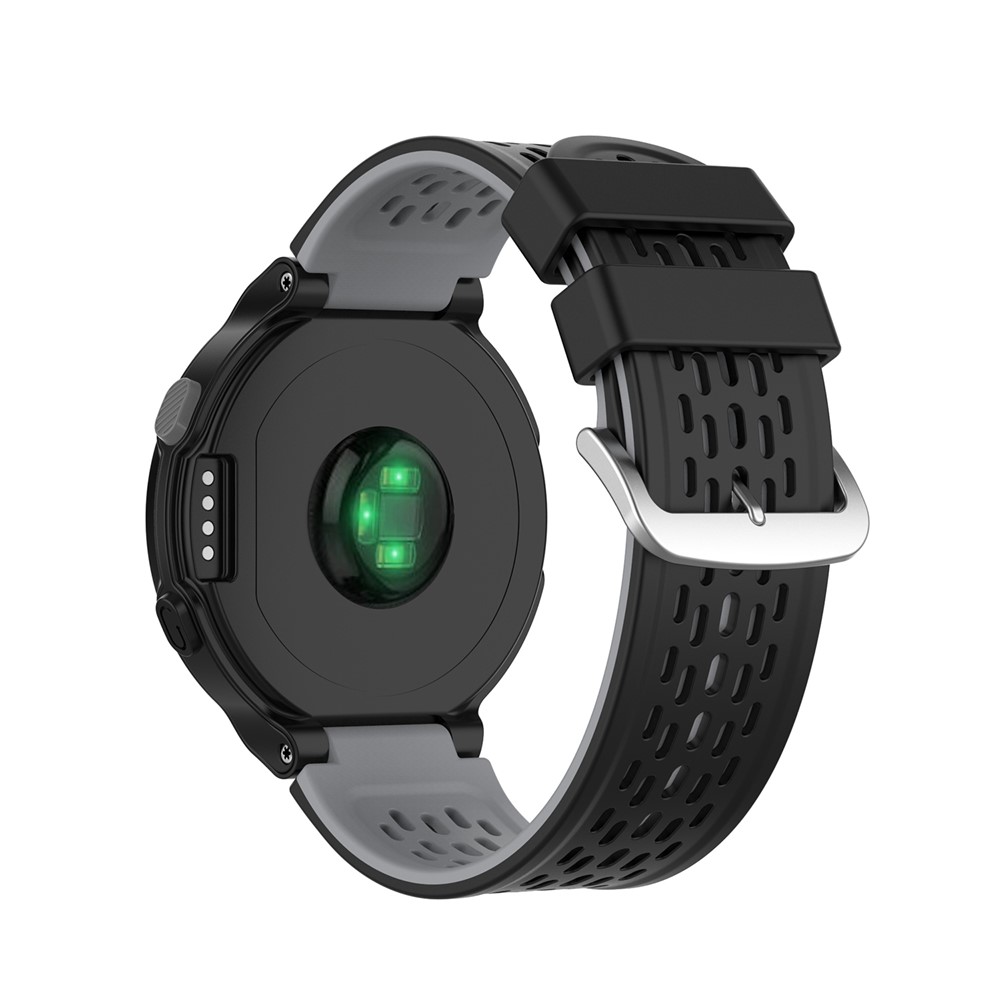 24-mm-Dual-Schicht-weiche Silikon-Uhr-Armband-Strap-Ersatz Für Garmin Forerunner220 230 235 620 630 735 - Schwarzgrau-2