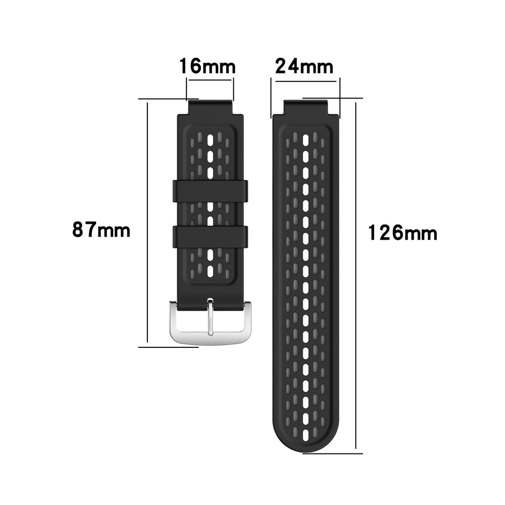 24-mm-Dual-Schicht-weiche Silikon-Uhr-Armband-Strap-Ersatz Für Garmin Forerunner220 230 235 620 630 735 - Schwarzgrau-3