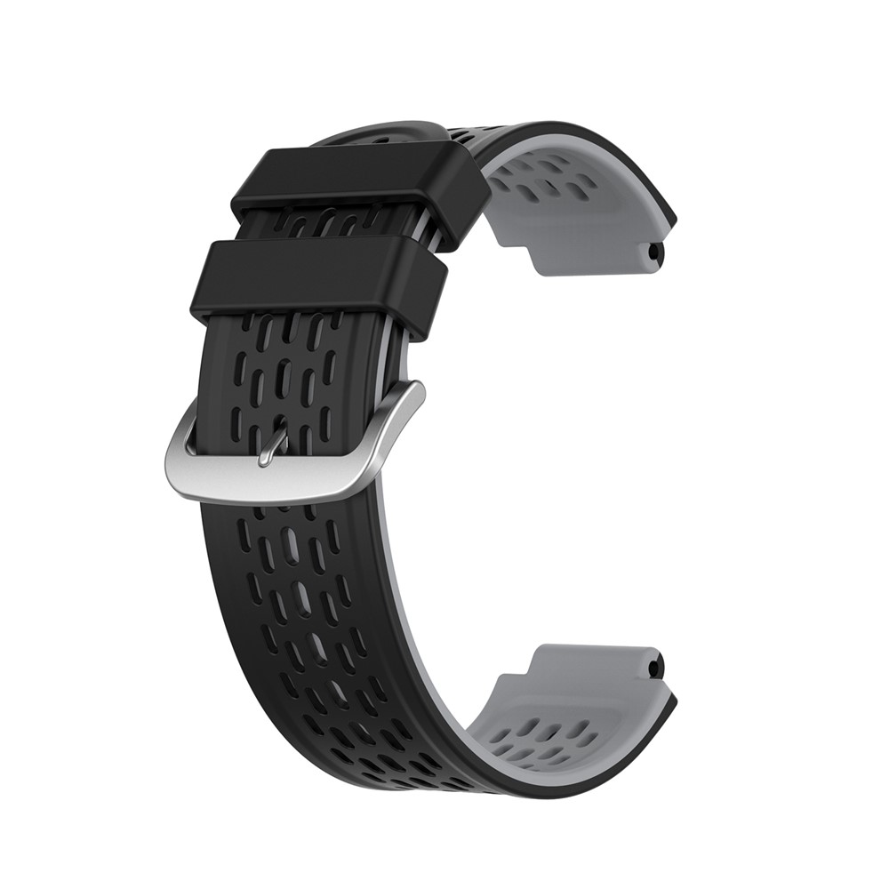 24-mm-Dual-Schicht-weiche Silikon-Uhr-Armband-Strap-Ersatz Für Garmin Forerunner220 230 235 620 630 735 - Schwarzgrau-4