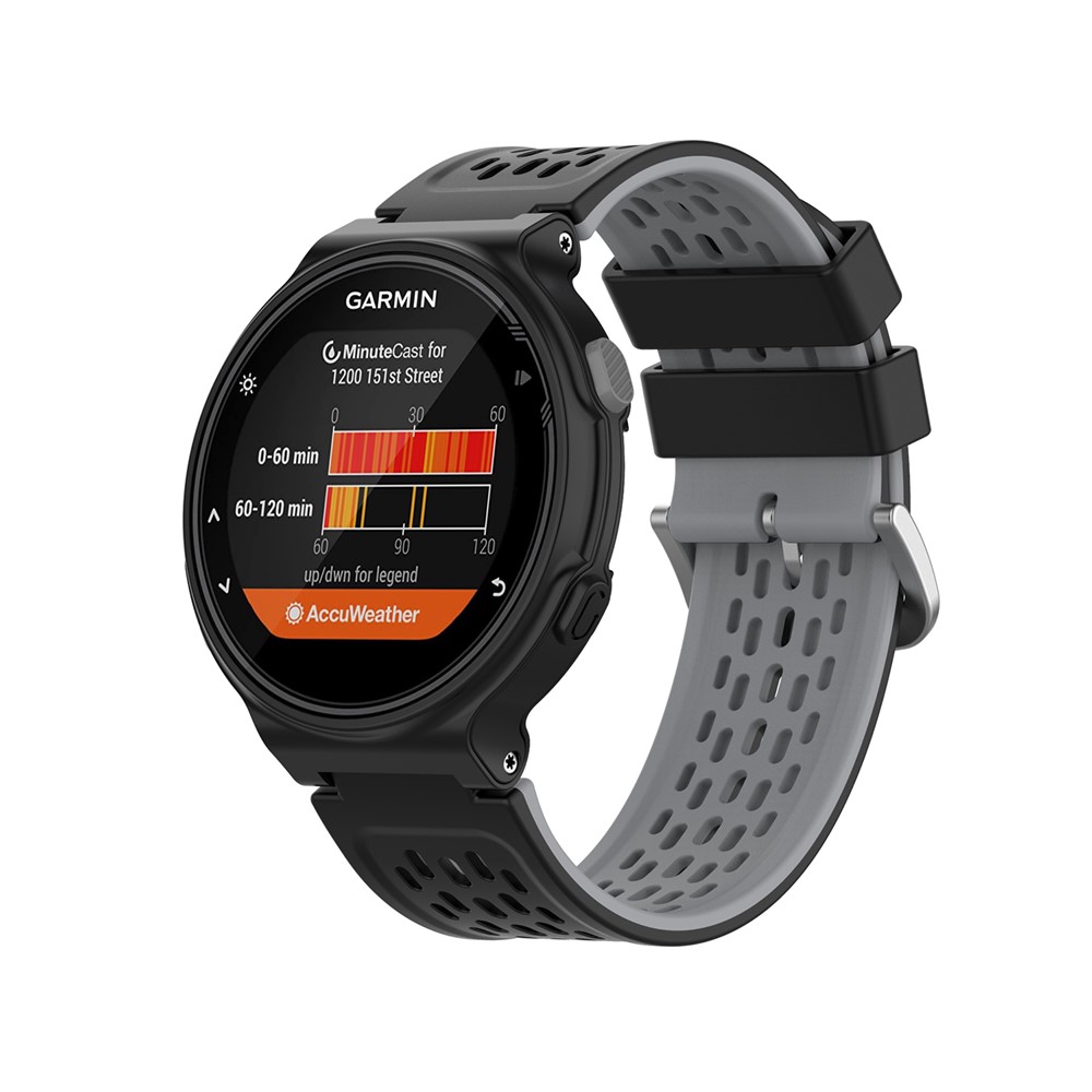 24-mm-Dual-Schicht-weiche Silikon-Uhr-Armband-Strap-Ersatz Für Garmin Forerunner220 230 235 620 630 735 - Schwarzgrau-7