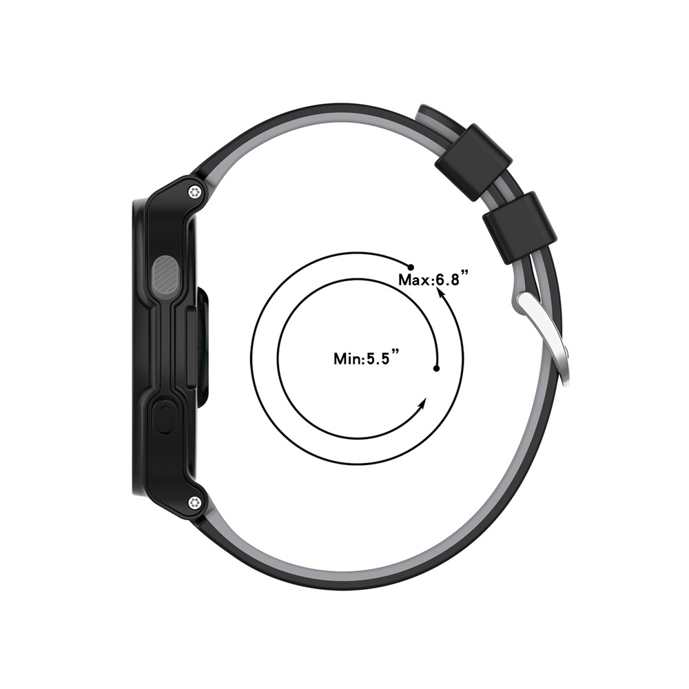 24-mm-Dual-Schicht-weiche Silikon-Uhr-Armband-Strap-Ersatz Für Garmin Forerunner220 230 235 620 630 735 - Schwarzgrau-8