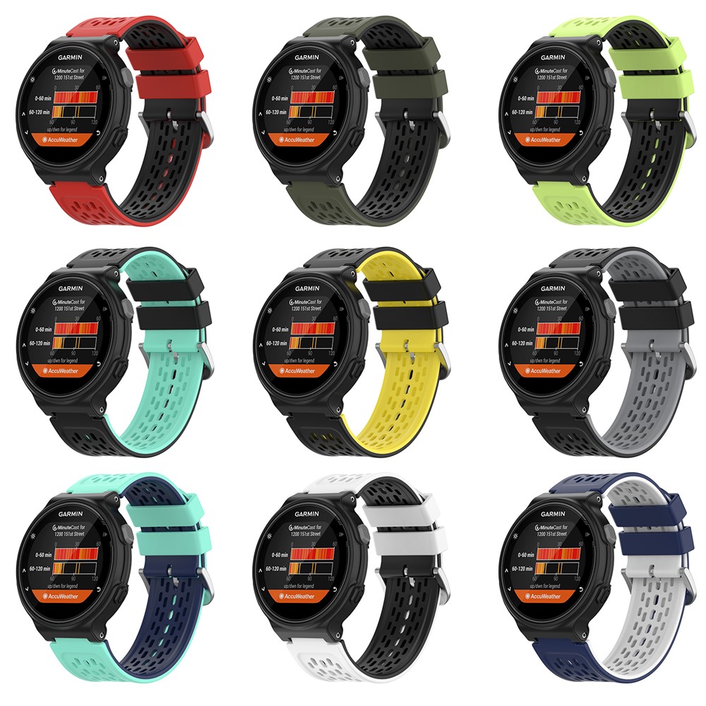 24-mm-Dual-Schicht-weiche Silikon-Uhr-Armband-Strap-Ersatz Für Garmin Forerunner220 230 235 620 630 735 - Schwarzgrau-9