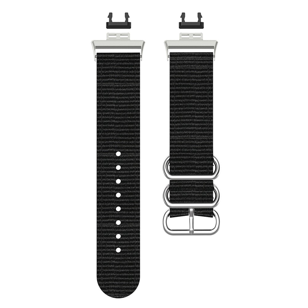 Nylon Canvas Watch Band Replacement Strap for Huawei Watch Fit TIA-B09 - Black-7