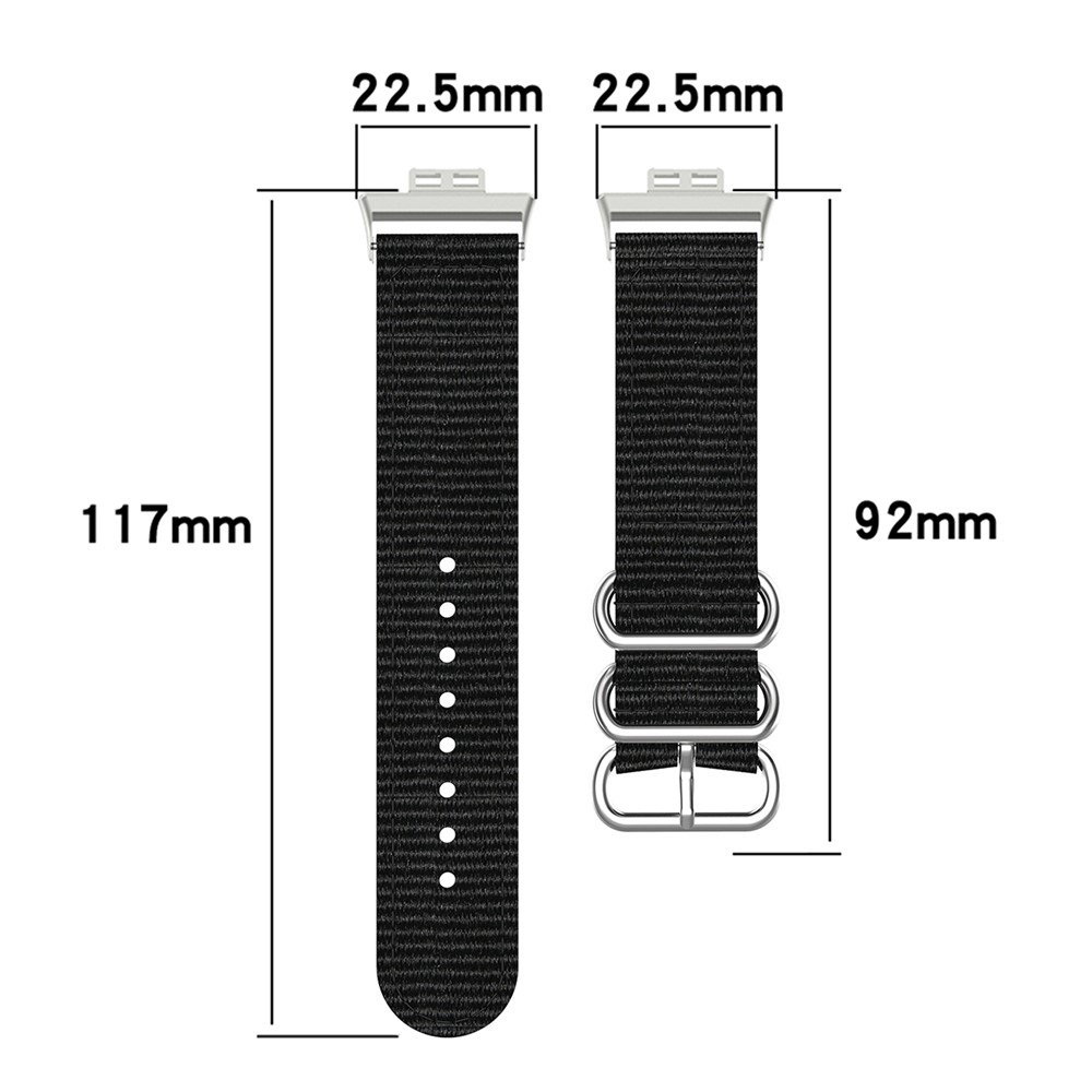 Nylon Canvas Watch Band Replacement Strap for Huawei Watch Fit TIA-B09 - Black-8