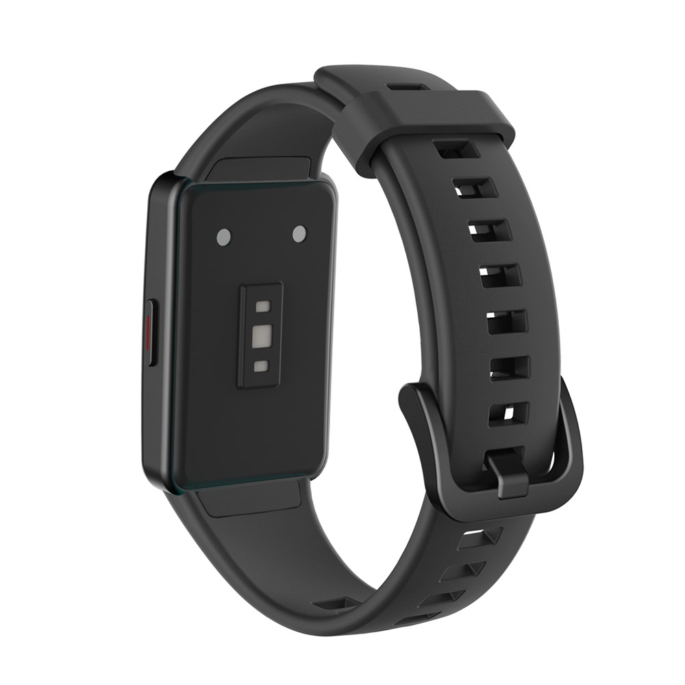 Solid Color Soft Silicone Watch Strap for Honor Band 6 - Black-2