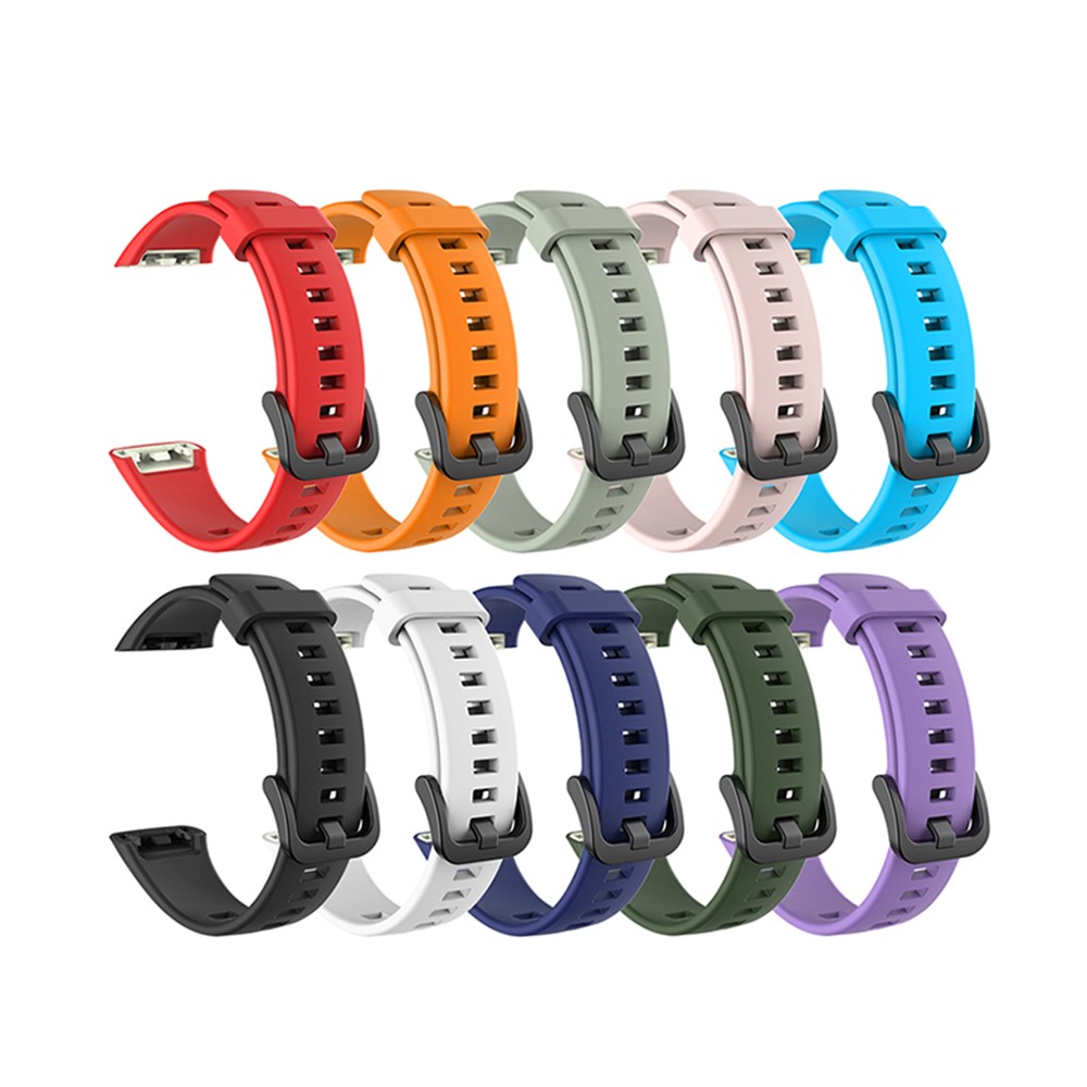 Solid Color Soft Silicone Watch Strap for Honor Band 6 - Black-6