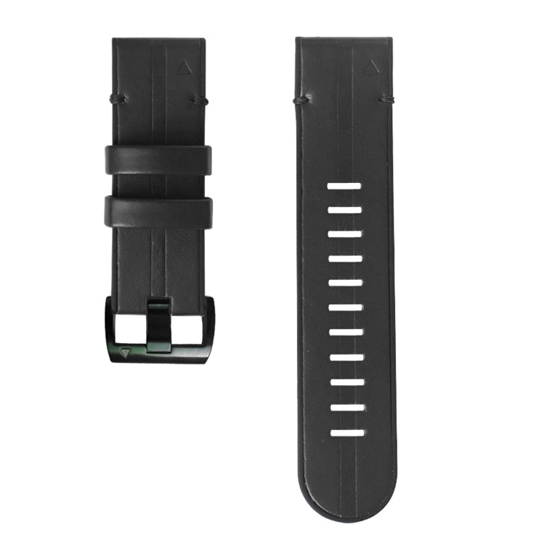 Pour Garmin Fenix ​​6x / 5x Plus / 3 / 3HR Montre Bracelet En Cuir Véritable + Remplacement De La Bande De Poignet En Silicone - Noir