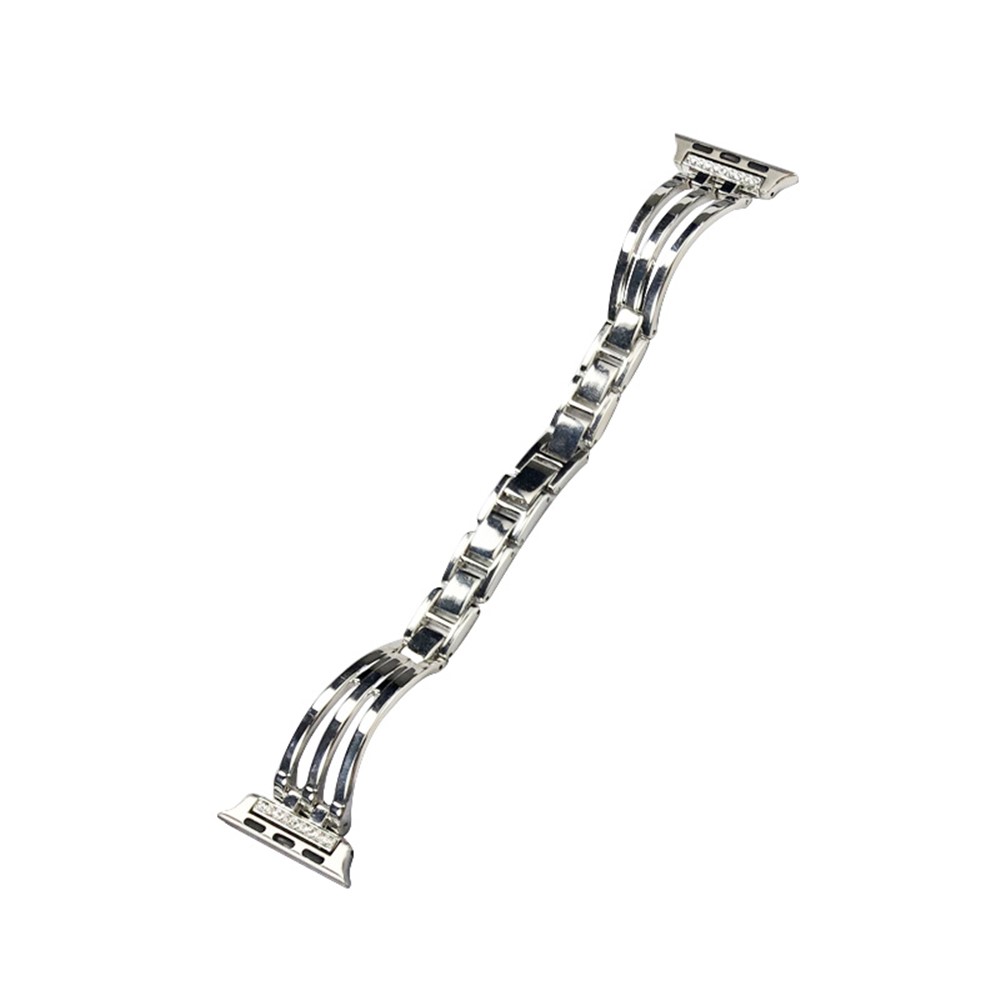 XINCUCO Stainless Steel Rhinestone Decor Watch Strap Replacement for Apple Watch SE/Series 6/5/4 40mm / Series3/2/1 38mm - Silver-1