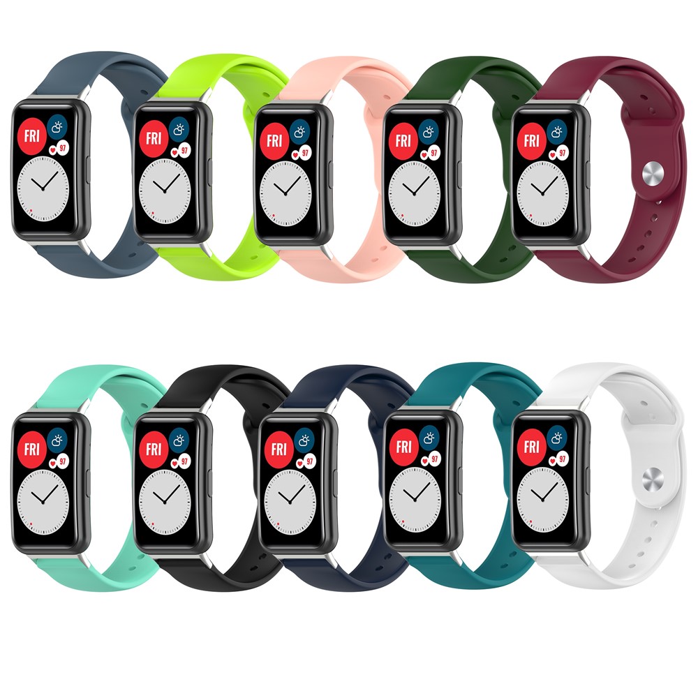 Solid Color Silicone Adjustable Watch Band Strap Replacement for Huawei Watch Fit - Black-12